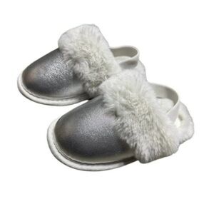 Cat & Jack Silver and White Kids Slippers